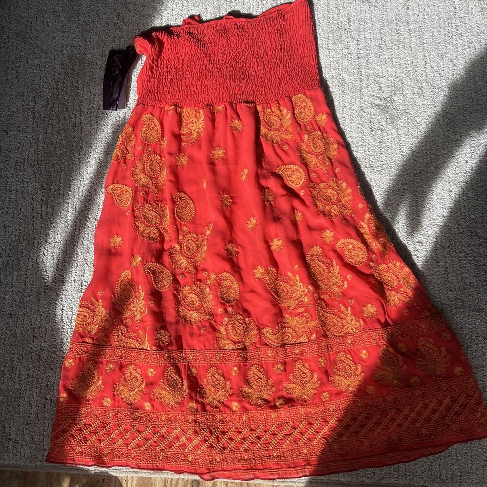 Hale Bob Cabana Floral Strapless Mini Dress Size XS NWT In Tangerine - Picture 8 of 10